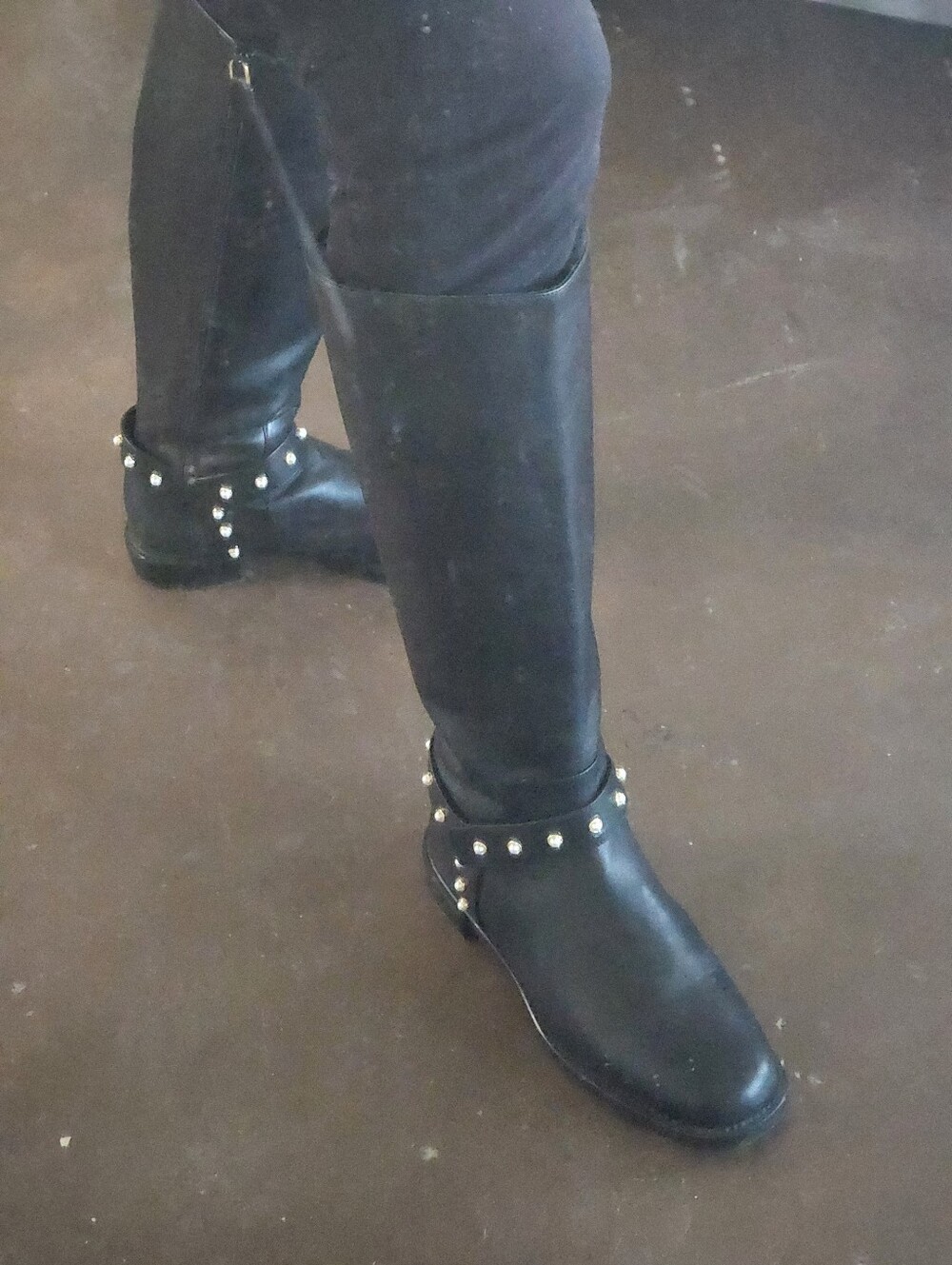 Stuart Weitzman Black Pearl Studded Moto Boots